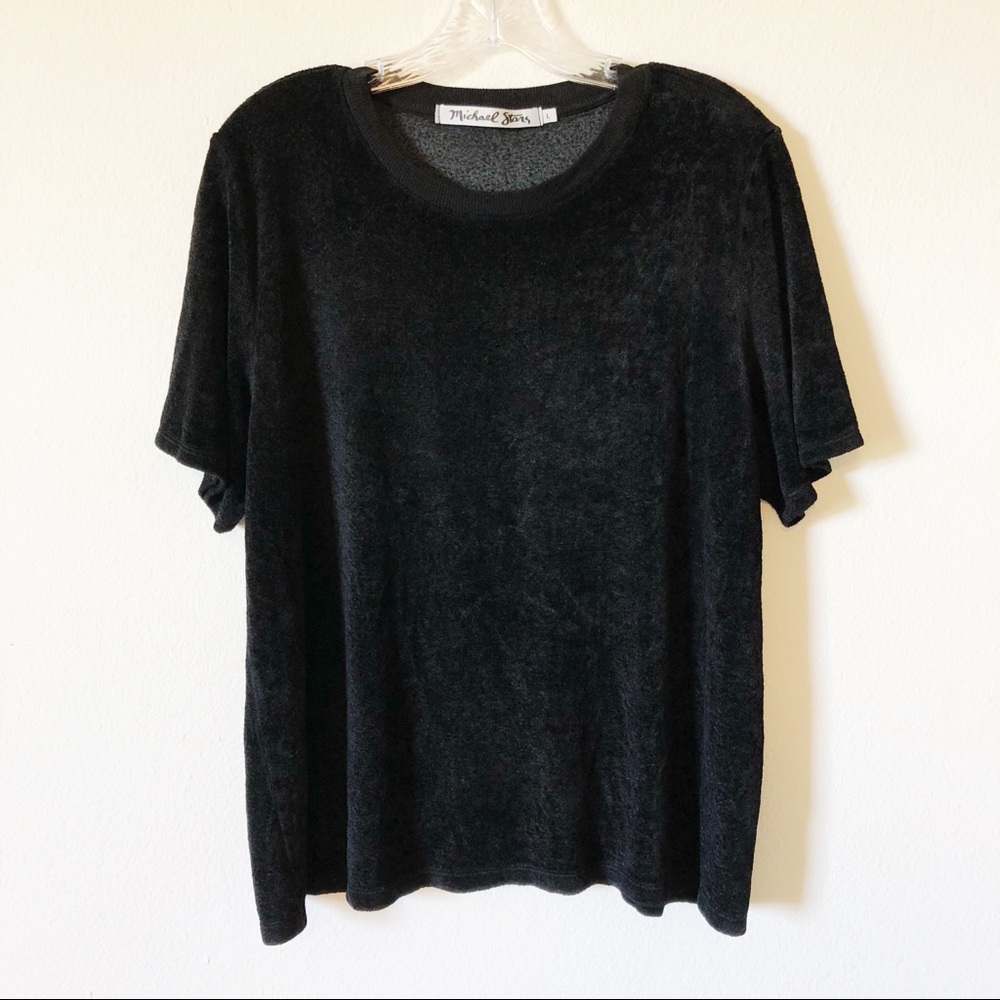 Michael Stars black velvet slouchy scoop tee large